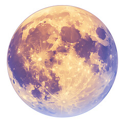 a 2d cartoon clipart drawing of a full moon on an isolated transparent background