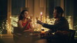 © stockbusters - Sweet couple talking romantic evening closeup. Loving spouses enjoying dinner
