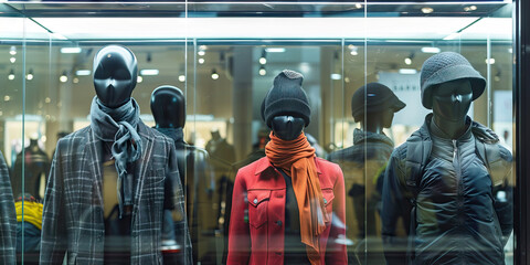 Wall Mural - The Elegant End-of-Season: Mannequins dressed in the season's final fashions, marked down.