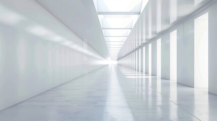 Wall Mural - Modern white background. Empty Long Light Corridor. 