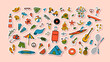 © Vera Kostyleva - Big set of summer themed doodle stickers