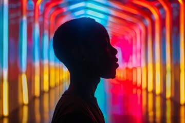 Canvas Print - Neon Tunnel Silhouette