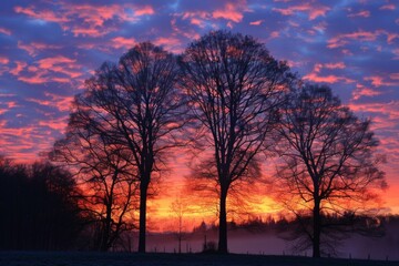 Canvas Print - Silhouetted Trees at Sunset