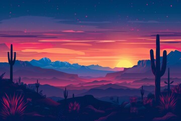 Sticker - Sunset over Desert Mountains