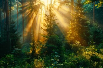 Sticker - Sunlight Through Forest Trees