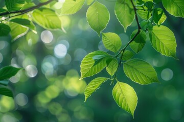 Poster - Nature Scene with Fresh Green Leaves