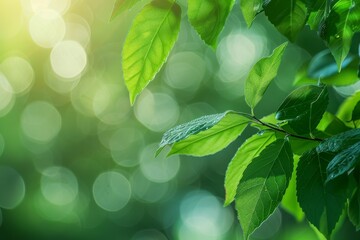 Poster - Green Foliage with Sunlight Bokeh