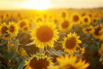 Poster - Sunset Sunflower Field