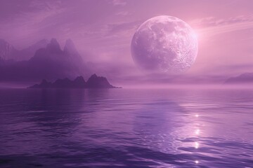 Wall Mural - Moonrise over Misty Mountains