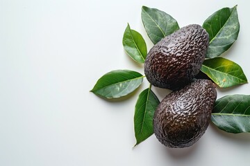 Sticker - Fresh Avocados on White Background