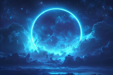 Poster - Mystical Night Sky with Glowing Circle