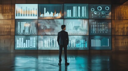 Poster - Successful Entrepreneur Stands Before Impressive Business Analytics Dashboard