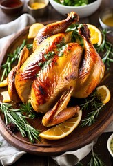 Wall Mural - savory roasted chicken rustic herb butter culinary delight, cooking, delicious, meal, homemade, traditional, cuisine, baked, juicy, flavorful, tender, herbs,