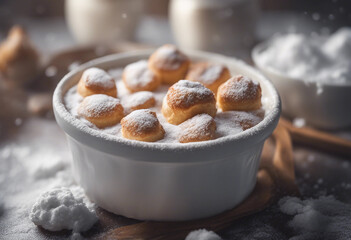 Wall Mural - light and fluffy soufflé with a dusting of powdered sugar