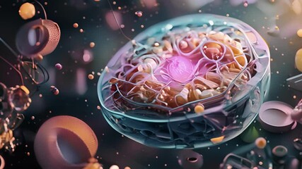 Canvas Print - Crosssection of a plant cell with visible cytoplasmic streaming transporting organelles and nutrients.