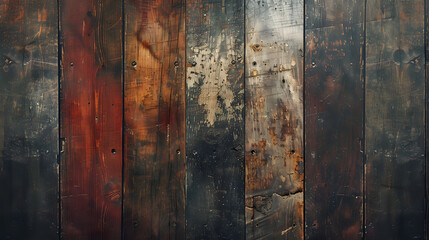 Wall Mural - A dark brown wooden floor with a grainy texture, highlighting the natural details of the wood.