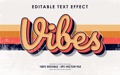 Wall Mural - Editable Vibes Retro Text Effect