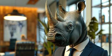 Wall Mural - Rhino in Business Suit