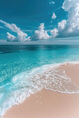 Poster - Sandy Beach with Blue Ocean