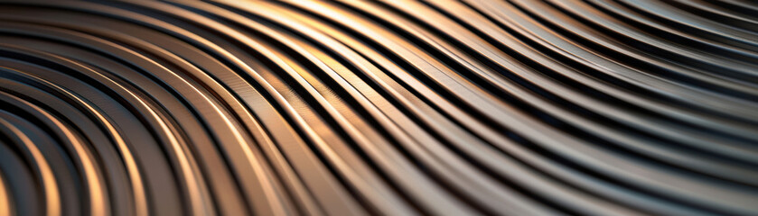 Wall Mural - close-up of abstract curved lines with soft lighting and gradient hues creating elegant, wavy patter