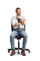 Sticker - Worried professional man sitting in an office chair and thinking