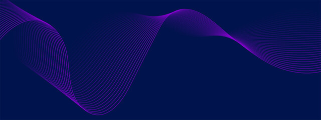 Poster - Abstract glowing wave lines on dark background. Purple color wave lines element.