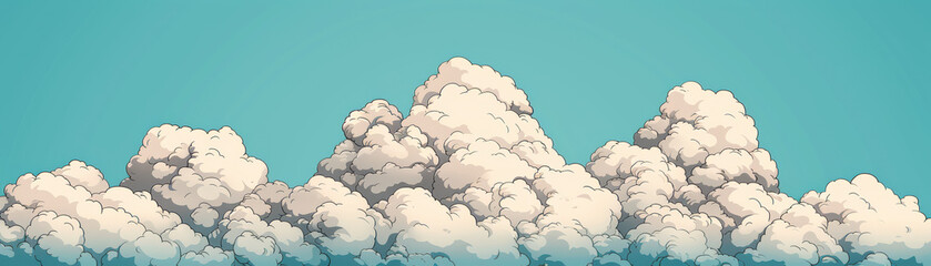 Wall Mural - beautiful illustration of fluffy white clouds against a vibrant blue sky, capturing the serene essen