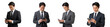 © The Stock Guy - Set of business people or businessmen holding and using a mobile phone, isolated on transparent background