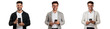 © The Stock Guy - Set of business people or businessmen holding and using a mobile phone, isolated on transparent background