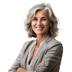 Wall Mural - confident mature businesswoman smiling during a business meeting isolated on white background, png