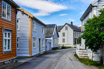 Wall Mural - Streetscape from the village of Laerdalsoeyri at Laerdal in western Norway of June 2024.