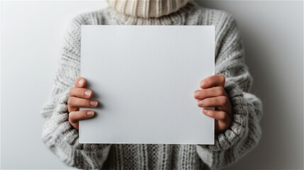 One person is holding an empty white board. The background is white 