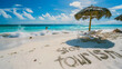 © john - Stop tourism anti tourism message written in the sand on a beach. 