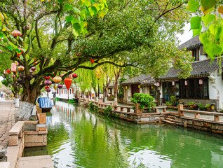 Wall Mural - Zhouzhuang, China - December 3 2023 : Historical center in fall, HDR Image