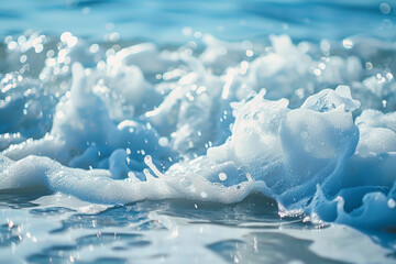 Sticker - A large wave crashing into the shore, with foam and spray everywhere