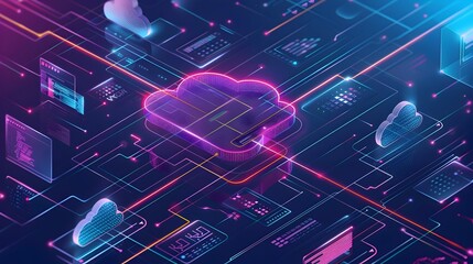 Wall Mural - Detailed Flowchart Illustrating Cloud Process and Its Benefits