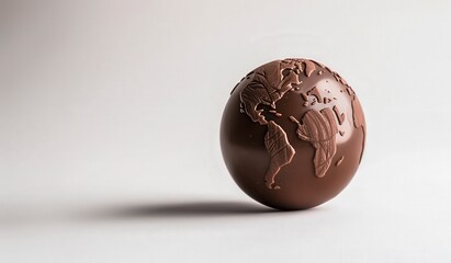 a chocolate globe with the continents of the world on it