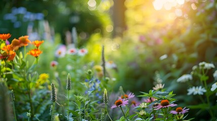 Canvas Print - Peaceful Garden Promoting Pollinator Friendly Plants and Nature Sustainability