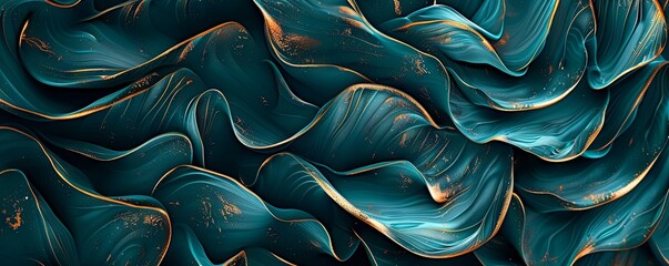 Wall Mural - Abstract Teal and Gold Swirls