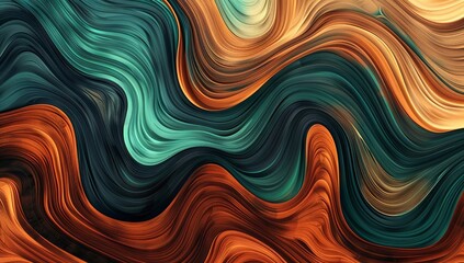 Wall Mural - Abstract Wavy Pattern in Teal and Orange Hues