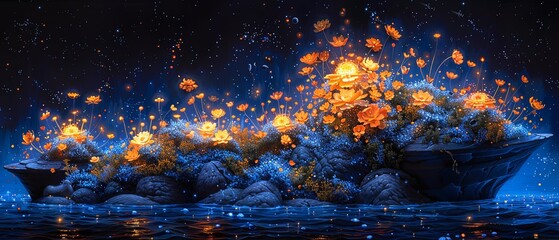 Wall Mural - Starry Night Over a River
