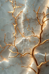 Wall Mural - A minimalist white background with delicate, intersecting gold lines creating a modern, crisscross design,