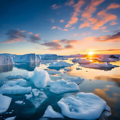 Poster - iceberg in the sunset