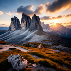 Wall Mural - sunrise in the mountains