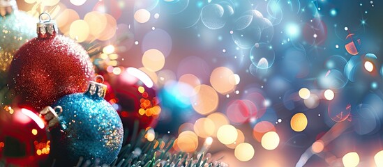 Sticker - Selective focus holiday background with copy space image for a joyful New Year and Christmas celebration