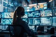 © Alina - Security specialist working at control center with many computer screens