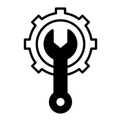 Poster - cogwheel icon. black fill icon