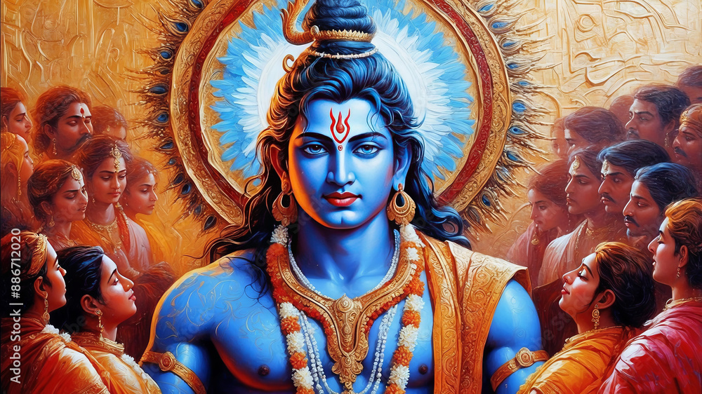 God Ram Color ram god portrait image Digital Painting of Indian mighty God Ram Rama ...