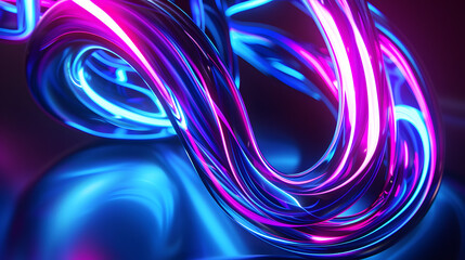 Wall Mural - Abstract Neon Light Swirls in Blue and Purple - Futuristic and Dynamic Glowing Lines for Technology, Art, and Design Background Wallpaper