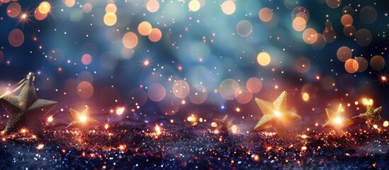 Wall Mural - Elegant abstract background with twinkling lights stars and copy space image for a festive Christmas theme